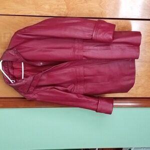Dark red leather coat